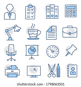 Office Line Icons on white background
