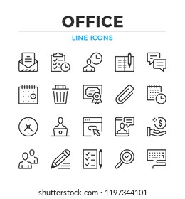 Office line icons set. Modern outline elements, graphic design concepts, simple symbols collection. Vector line icons