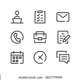 Office line icons set. Modern graphic design concepts, black stroke linear symbols, simple outline elements collection. Vector line icons