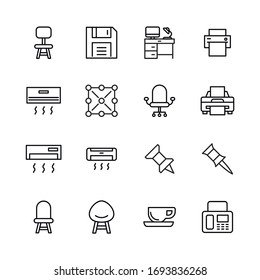 Office line icons set. Stroke vector elements for trendy design. Simple pictograms for mobile concept and web apps. Vector line icons isolated on a white background. 