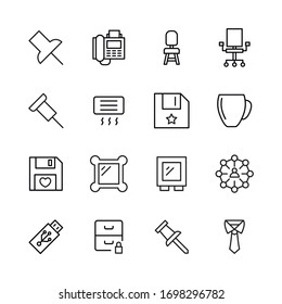 Office line icons set. Stroke vector elements for trendy design. Simple pictograms for mobile concept and web apps. Vector line icons isolated on a white background. 