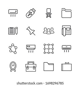 Office line icons set. Stroke vector elements for trendy design. Simple pictograms for mobile concept and web apps. Vector line icons isolated on a white background. 