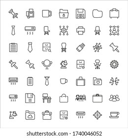 Office line icons set. Stroke vector elements for trendy design. Simple pictograms for mobile concept and web apps. Vector line icons isolated on a white background. 