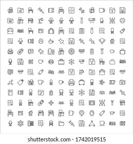 Office line icons set. Stroke vector elements for trendy design. Simple pictograms for mobile concept and web apps. Vector line icons isolated on a white background. 