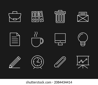 office line icons set vector