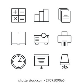 Office line icons set. Vector illustration