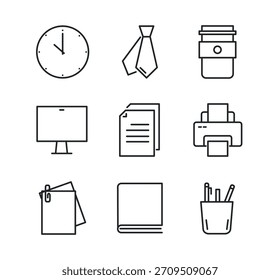 Symbole für Office-Zeilen festgelegt. Vektorgrafik