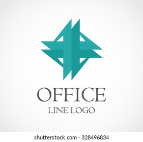 Office line sharp ribbon abstract vector and logo design or template luxury business icon of company identity symbol concept