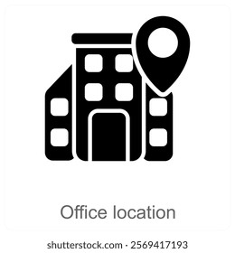 Office Location and building icon concept
