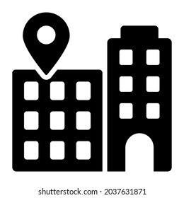 office location glyph icon, business and finance icon.