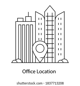 Office location in modern line style, line icon 