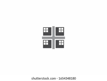 Office logo icon design template element. Simple Building with windows concept design