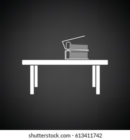 Office low table icon. Black background with white. Vector illustration.