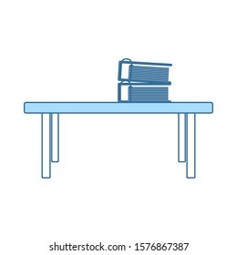 Office Low Table Icon. Thin Line With Blue Fill Design. Vector Illustration.