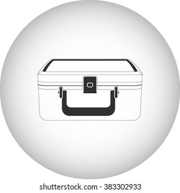 Office lunch box simple icon  on round background