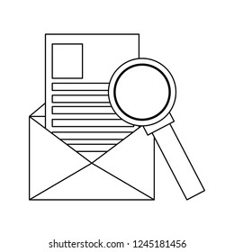 Office mail envelope and email black and white