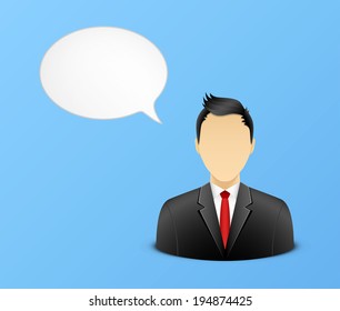 Office man avatar with speech bubble. Eps10