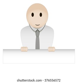Office man with a banner vector illustration