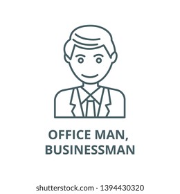 Office man, businessman vector line icon, linear concept, outline sign, symbol