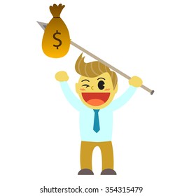 Office man cartoon and spear of money