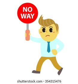 Office man cartoon and stop sign 2