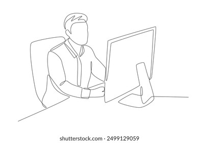 Office man. Office concept one-line drawing