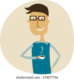 Office man drinking coffee 