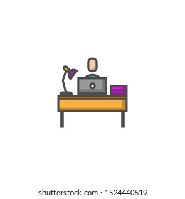 Office man filled line icon on white backgrounds,  for website and mobile application, Editable icon. 64x64 Pixel Perfect