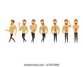 office man flat illustration character set