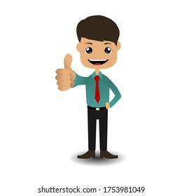 Office man give thumb up vector illustration. best for clip art persentation.