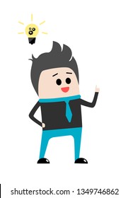 Office man with great idea, flat design