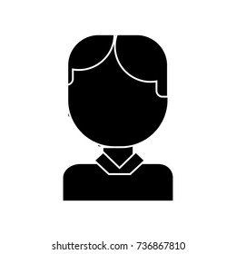 office man head icon, vector illustration, black sign on isolated background