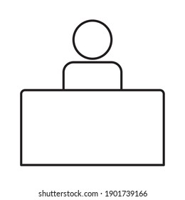 office and man icon over white background, line style, vector illustration