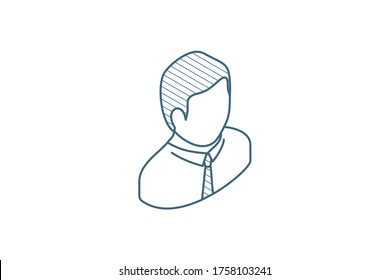 office man isometric icon. 3d vector illustration. Isolated line art technical drawing. Editable stroke