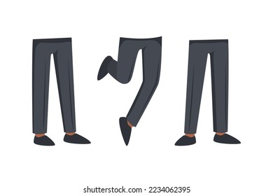 Office Man Legs as Constructor and Creation Body Parts Vector Set