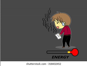 Office Man Lower Energy  Cartoon Vector