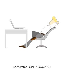 office man or manager, work smart, happy, relax cartoon object on white background, vector illustration