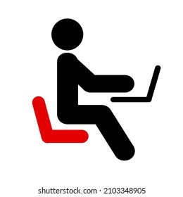 Office man on chair working icon sign.