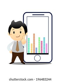 Office man presenting a graph on tablet