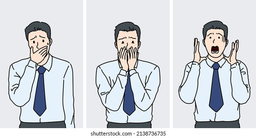 Office Man Is Shocked And Embarrassed With Covering Face