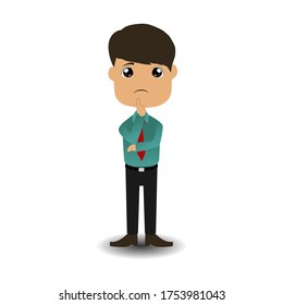 Office man thinking vector illustration. best for clip art persentation.