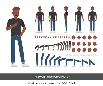 Office man wear black shirt character vector design.  Create your own pose.