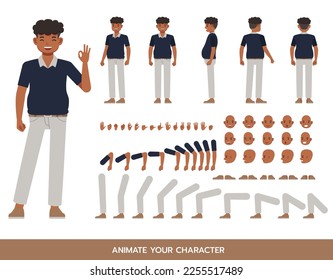 Office man wear blue shirt character vector design.  Create your own pose.