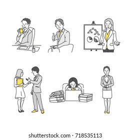 office man and woman business people line drawing character vector illustration flat design office man and woman business people line drawing character vector illustration flat design