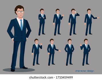 office man worker character vector design presentation in various action