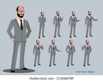 office man worker character vector design presentation in various action 