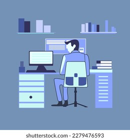 Office man worker flat illustration character