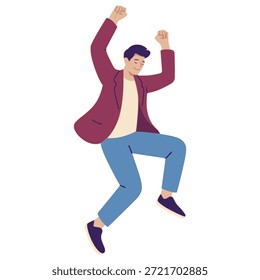 Hombre de oficina trabajando feliz animando carácter Ilustración vectorial de color plano diseño de Plantilla