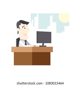 Office Man working on PC