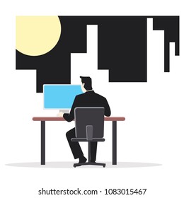 Office Man working on PC